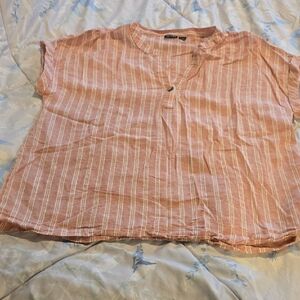 Casual Striped Pink Blouse
